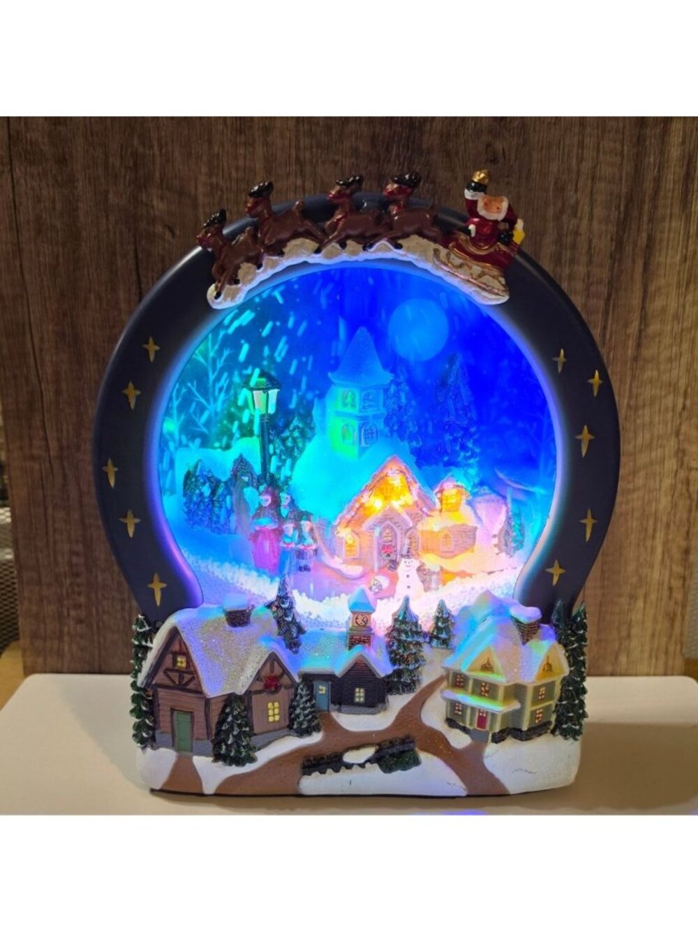 Vintage Holiday Living Musical Snowy Church Christmas Snow Globe Lights Animated